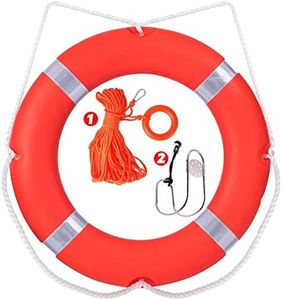 28 inch Life Ring Boat Safety Throw Ring, 2.5 KG Adult International Standard Throw Ring, Ring Buoy with Reflective Tape and White Rope,Orange Thicken Life Ring