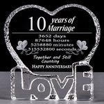 YWHL 10 Year Crystal 10th Wedding Anniversary Paperweight Keepsake Gift for Her Wife Girlfriend Him Husband