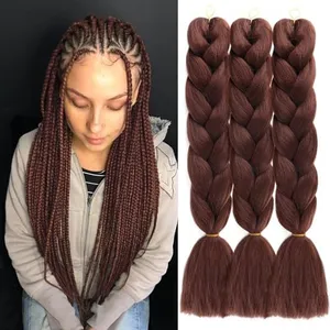 SuCoo Jumbo Braiding Hair Extensions Brown Colored High Temperature Crochet Twist Hair for Braiding 3Pcs Pack 24 Inch (A8)