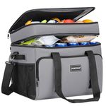 Hulongo Cool Bag Insulated Cooler Bag Waterproof Picnic Double Thermal Bag For Camping, Travel, Grocery Shopping & Fishing, 42L, Grey