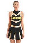 CHICTRY Women's Daddy Girls Costume Cheer Leader Uniform Fancy Dress Cheerleading Crop Top Mini Skirt Set Black B L