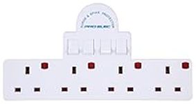 Pro-Elec 13 A 4 Way Switched Adaptor with Surge Protection - White