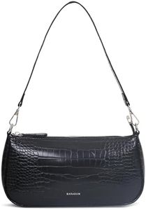 Barabum Retro Classic Clutch Shoulder Tote HandBag with Zipper Closure for Women (2-Black)