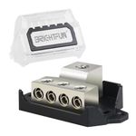 4 Way Power Distribution Block, 0/2/4 AWG Input / 3X 4/8/10 AWG Outputs, Amp Power Ground Distributor, Car Audio Amplifier Splitter, 1 Pack