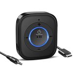 Golvery Bluetooth Receiver for Old Speaker with Latest Bluetooth V5.3, 20-Hour Battery Life, Handsfree Calls, Dual Connection to 2 Cell Phones, Built-in Microphone, for Wired Headphones, Home Stereo