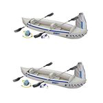 Sea Eagle 370 Deluxe 2 Person Inflatable Portable Sport Kayak & Paddles (2 Pack)