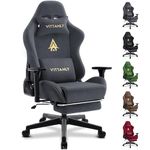 Vittanly Gaming Chair, Ergonomic Computer Chairs with Headrest and Lumbar Support, PC Chair with Adjustable Armrests Footrest for Gaming or Office, Grey