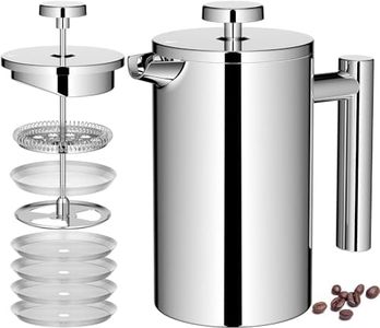 Miuly French Press Coffee Maker,21Oz Stainless Steel French Press，Double Wall Insulated French Press with 4 French Press Filter and 1 Metal Spoon