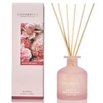 Cocorrína Reed Diffuser Sets - Rose & Tea Leaves 6.76oz Diffuser with Sticks Home Fragrance Essential Oil Reed Diffuser for Bedroom Bathroom Shelf Decor Office Decor