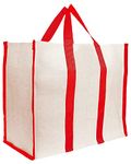 Kuber Industries Heavy Duty Canvas Shopping Bags | Reusable Tote Vegetable Organizer for Market | Foldable and Portable Handbag with Zip | Carry Bag and Thela for Grocery | Sabji | Travelling (Red)