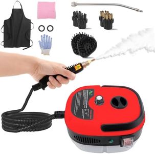Steam cleaner,Handheld Steamer for Cleaning with 6 Brush Heads, 6 Speeds High Pressure Temperature Portable Steam Cleaner for Upholstery,Kitchen,Furniture Bathroom Car,Grout and Tile (Red)