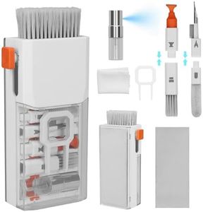 kwmobile Kit Pulizia PC Portatile 8 in 1 - Kit Pulizia Telefono Smartphone Compatibile con iPhone - Pulisci Tastiera PC - Accessori Cuffie Auricolari Laptop e Fotocamera - bianco