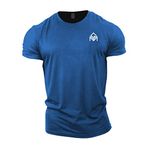 GYMTIER Gym T-Shirt | Mens Bodybuilding Training Top Clothing Plain Branded Royal Blue Large