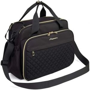 LEQUEEN Sac à langer pour bébé, sac à langer à bandoulière, sac à langer pour mamans et papas, Noir , Medium