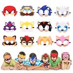 URAQT Cartoon Masks, 12 Pcs Felt Hedgehog Masks, Dress Up Cute Sonic Mask for Boys & Girls, Animals Eye Mask with Elastic Rope for Masquerade Birthdays Party Halloween Christmas Cosplay (Hedgehog)