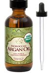 US Organic Moroccan Argan Oil, USDA Certified Organic,100% Pure & Natural, Cold Pressed Virgin, Unrefined, 2 Oz in Amber Glass Bottle,Sourced from Morocco. (2 oz (56ml))