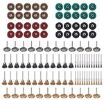 AOKLIT 112 Piece Rust Removal Brush Set,Contains 40 Pcs Buffing Wheel Set & 72 Pcs Wire Brushes Set,for 1/8" Shank for Rotary Tools Accessories Polish Clean Tools