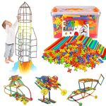 xwin sportseries STEM Blocks Construction Toys 1000 Pcs Straw Building Set & Connectors for Boys & Girls - Straw Toy Interlocking Plastic Toys Engineering Connector Blocks for Kids