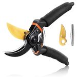 HASTHIP® Gardening Scissor with Replace Blade &Spring, Stainless Steel SK5 Blade Garden Snip with Safety Lock Garden Shears Sharp Cutter Pruners Scissor for Lawn, Garden & Potted Plants