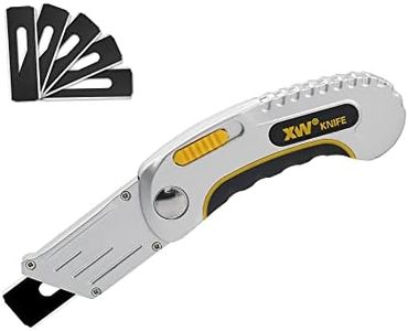XW Folding Carpet Knife, Razor Blade Heavy Duty Utility Knife with Protective Cap, Extra 5 Blades Included