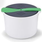AEVORA Microwave Rice Cooker, 2L Microwave Steamer Set Non-stick Rice Steamer, Dishwasher Safe, Microwave Steam with Rice Scoop, Lid, Strainer and Pot, Portable Rice Cooker for Home Office