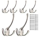 Mzizi Dco Wall Hooks,6 Pack Coat Hooks Wall Mounted with 24 Screws,Single Hardware Heavy Duty Hooks,Metal Zinc Alloy Double No Rust Hooks Hanging Coats Robe Towel Hat Key Clothes Bag Jacket (Silver)