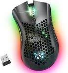 WolfLawS KM-1 Wireless Gaming Mouse, Computer Mice USB Wireless Mouse with Honeycomb Shell, 6 Programmed Buttons, 3 Adjustable DPI, Ergonomic RGB Optical Gamer Mouse for Laptop PC Mac