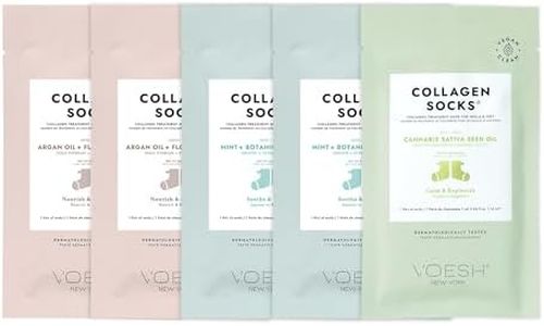 VOESH Collagen Socks, Collagen Socks for Dry Feet, Cracked Heel Repair, Moisturizing Socks, Spa Pedicure Treatment, Spa Socks, Foot Peel Masks, Vegan
