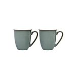 Denby - Regency Green Coffee Mug Set of 2 - 330ml Stoneware Ceramic Tea Mug Set For Home & Office - Dishwasher Safe, Microwave Safe - Green, White - Chip Resistant