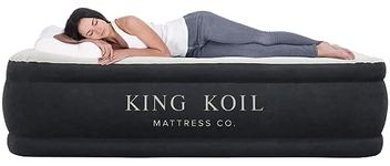 King Koil Luxury Plush Pillow Top California King Air Mattress with Built-in High-Speed Patented Pump for Home, Camping & Guests, Inflatable Airbed Double High Blow Up Bed, Waterproof, 1-Year Warranty