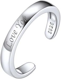 ChicSilver Toe Rings for Women Sterling Silver Toe Ring Personalied Engraving Hypoallergenic Adjustable Open Rings for Women