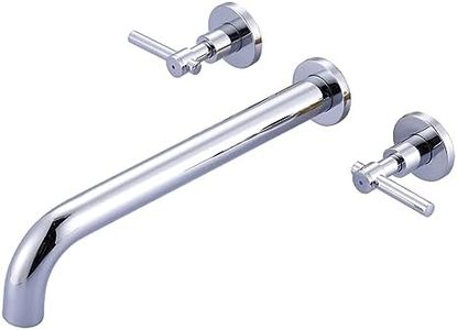 ALEASHA Wall Mount Tub Filler Faucet,High Flow Wall Mounted Bathtub Faucet,Solid Brass Bathroom Tub Faucet Two Handles Bathtub Spout Faucet 12" Long Spout,Chrome