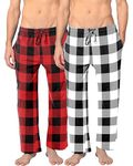 Andrew Scott Men's Cotton Super Soft Flannel Plaid Pajama Pants- 2 Pack, 2 Pack-plaids- Buffalo Red / Buffalo White, XXL