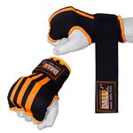 DALLX Boxing Gel Inner Gloves with Long Elastic Wrist Wrap for Punching Boxing MMA Hand Wraps Bandages Fist Knuckle Protector for Men and Women – Pair (Orange, Large-X-Large)