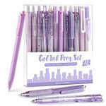 Four Candies 12PCS Gel Pens Set, 0.5mm Black Ink Writing Pens Fine Point for Journaling Note Taking, Aesthetic School Office Supplies Cute Japanese Stationery for Women Men Gifts - Purple