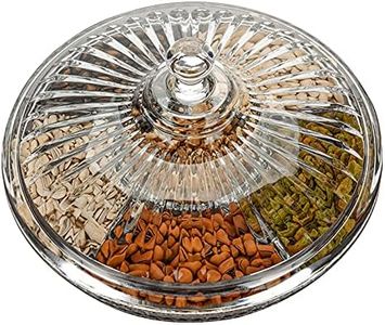 FEOOWV Creative Acrylic Multifunctional Party Snack Tray with Lid,Serving Dishes for Dried Fruits Nuts Candies Fruits,6-Compartment