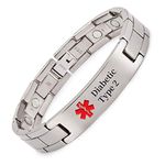 EnerMagiX Titanium Medical Alert Bracelet for Men Women, Type 2 Diabetes, High Blood Pressure, Blood Thinner, Hypoallergenic, 8.46inch Wristband