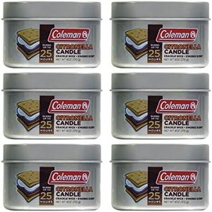 Coleman Scented Outdoor Citronella Candle with Wooden Crackle Wick - 6 oz (Pack of 6)