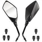 Evermotor Motorcycle Rearview Mirror, Motorcycle Mirrors Set, E-MARK Universal Motorbike Mirrors for Scooter ATV Moped, Black, Rhombus