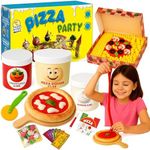Slime Making Kit Make Your Own Pizza Party, Non-Sticky Slime Kit and Air Dry Modelling Clay DIY Set for Kids, Arts and Crafts, Fun for Boys & Girls, Ages 4-8 9 10 11 12 - Meli&Melo