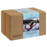 ALPIDEX Yoga block set of 2 ecological and sustainable natural cork from Portugal cork block yoga pilates fitness brick, Size:2 pieces - 23 x 14 x 7.5 cm