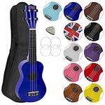 Soprano Ukulele for Beginners in Blue with Free Uke Bag