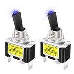 DaierTek 12V Blue LED Lighted Toggle Switch 30 Amp 12 Volt Toggle Switch SPST ON Off 2 Position 3pin for Automotive Car Truck -2pcs