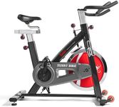 Sunny Health and Fitness Exercise Bike, Quiet Indoor Cycling Stationary Bike, Ergonomic Design w/4-way Adjustable Seat & Handlebar, Cardio Workout Gym Equipment for Home Use, 49 LB Flywheel - SF-B1002