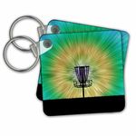 Tie Dye Disc Golf Basket - Key Chains, 2.25 x 2.25 inches, set of 2 (kc_173456_1)