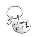 BNQL New Auntie Gifts Keychain Auntie EST.2022 Keychain Auntie Jewelry Gifts for New Auntie First Time Auntie Gifts, Auntie Est.2022, Large