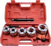 HFS(R) Ratchet Pipe Threader Kit - Ratcheting Pipe Threading Tool Set with 5 Dies