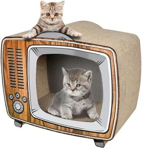 FluffyDream TV Cat Scratcher Cardboard Lounge Bed, Cat Scratching Board, Durable Board Pads Prevents Furniture Damage