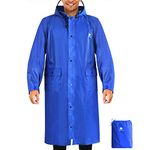 Anyoo Unisex Waterproof Lightweight Raincoat Long Hooded Rain Poncho with Pockets for Backpacking Hiking Camping Outdoors,Blue,One Size