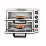 ANDREW JAMES Stainless Steel Silver Commercial Double Deck (16 * 16) Pizza Oven | Pizza Maker | Oven Pizza Maker - 1 Year Warranty, 1800 Watts, 60 Liter | Commercial for Industrial Use